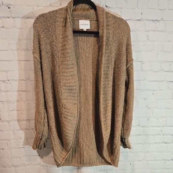 Pink Rose Light Brown Cardigan Size M - Picture 1 of 8